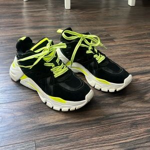 Black and neon chunky sneakers